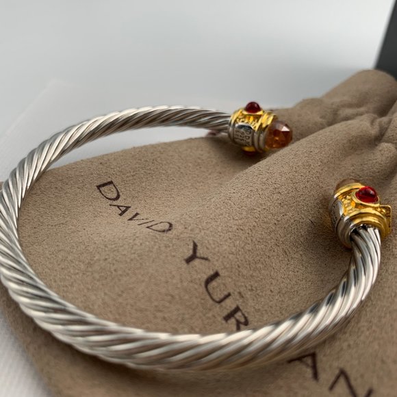 925 silver yellow red four diamond 5mm Bracelet - Picture 3 of 3